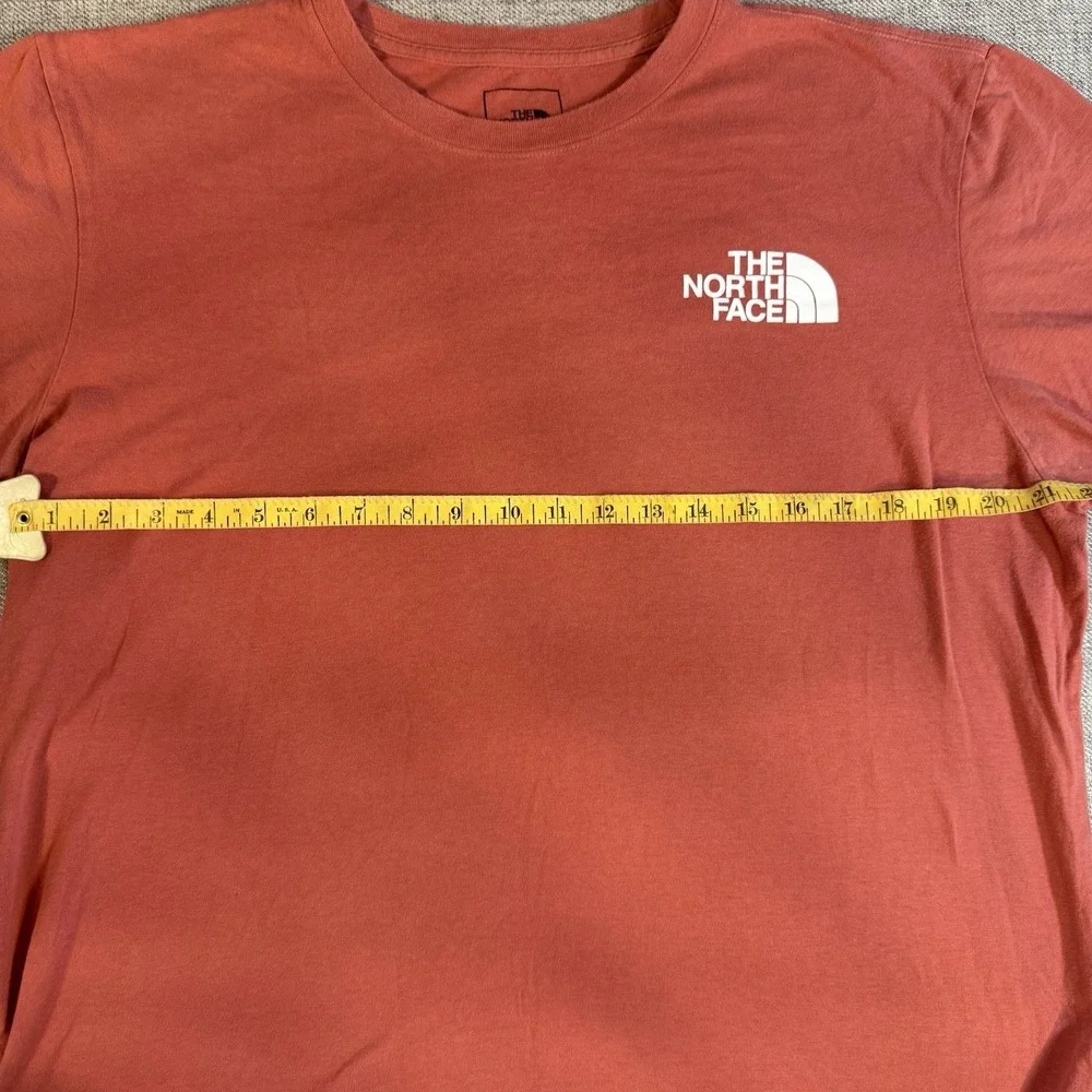 The North Face T Shirt Mens L Orange Logo Back Graphic Outdoor Hiking